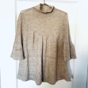 Feather Bone Anthropologie Marino Wool Baby Alpaca Neutral Blouse Size Medium